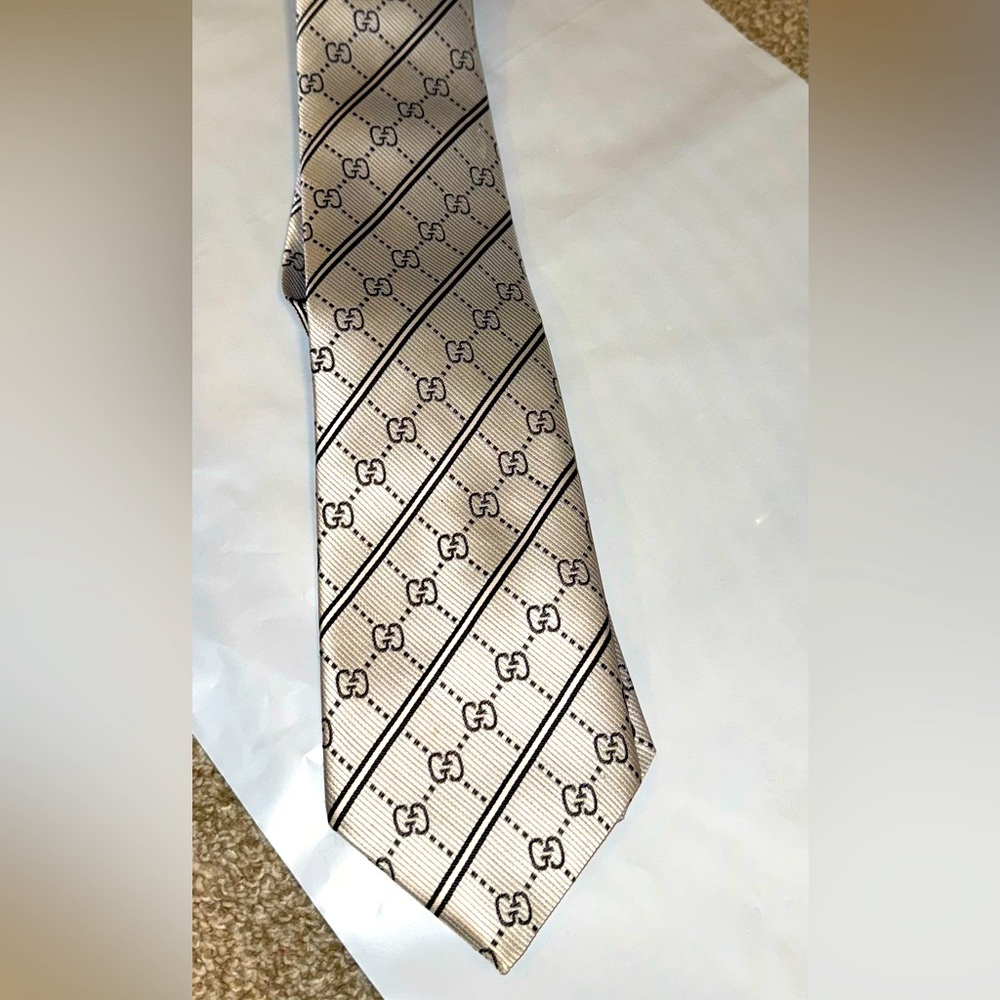 Gucci Beige Patterned Men's Tie